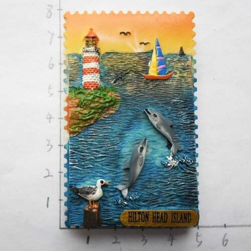 The United States travel souvenir refrigerator Hilton Head Island Tour Lighthouse Dolphin Fridge Magnets