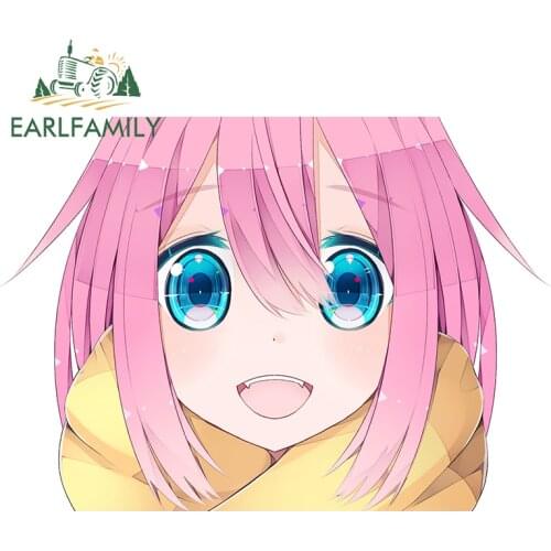 EARLFAMILY 13cm x 9.1cm for Yuru Camp Creative Car Sticker Car Door Protector Decal Waterproof Personality Occlusion Scratch