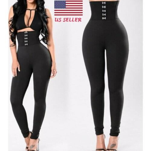 Hirigin Women High Waisted Yoga Leggings Slim Fit Solid Pencil Pants Shapewear Gothic Fashion Shaper Push Up Skinny Trousers