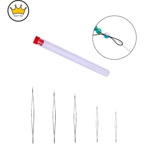 5pcs Big eye beading needles with bottle 5 size for embroidery beading Spring steel beading Curved needles Jewelry Making Tools