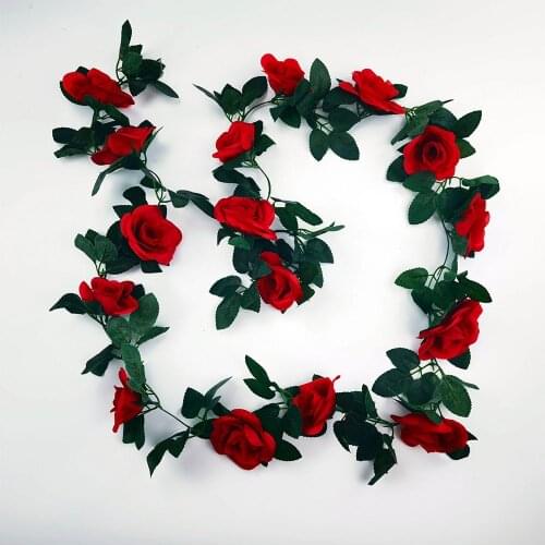 2.2m Artificial Rose Flower Rattan Silk Fake Flowers For Home Wedding Decoration Strip Artificial Plant Vine Wall Hanging