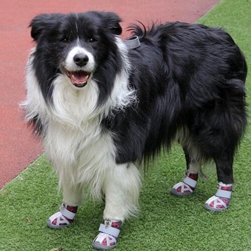 4PC Pet All Seasons Available Breathable Soft Bottom Anti-slide Shoes,Reflective Breathable Mesh For Hot Pavement Paw Protector