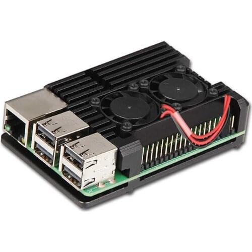 Raspberry Pi 4 Aluminum Metal Case Raspberry Pi 3 Aluminum Case Box with Dual Fan Heat Sink for Raspberry Pi 4 3 Model B 3B Plus