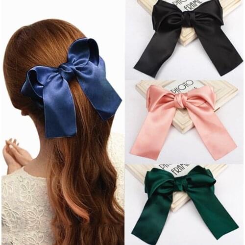2020 Fashion Satin Women Girls Hair Band New Casual Hair Clip Cute Ribbon Bow Hair Band Ponytail Scarf Hair Tie