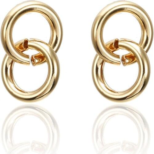 Fashion Double Hoop Round Earrings Ring Studs Punk Wind Earrings