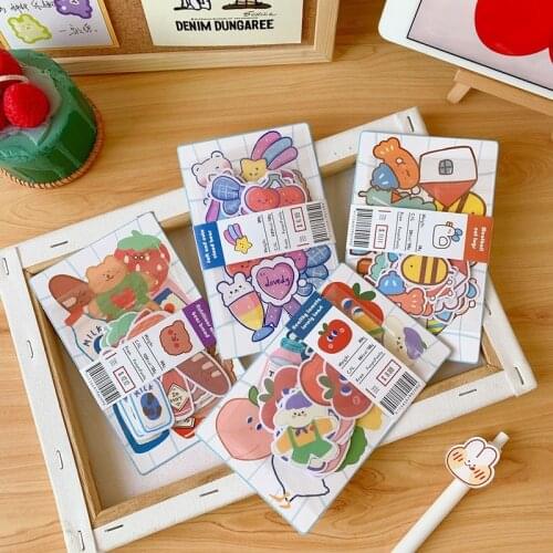 Cartoon Cute Bear Diary Sticker Pack Decoration Material Transparent Waterproof Label Stickers Junk Journal Korean Stationery