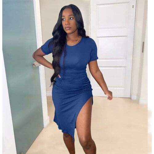 VAZN 2021 New Street Bandage Solid Vintage Age reduction A-line O-neck Mini Dress Open Sexy Young Women High Waist Dress