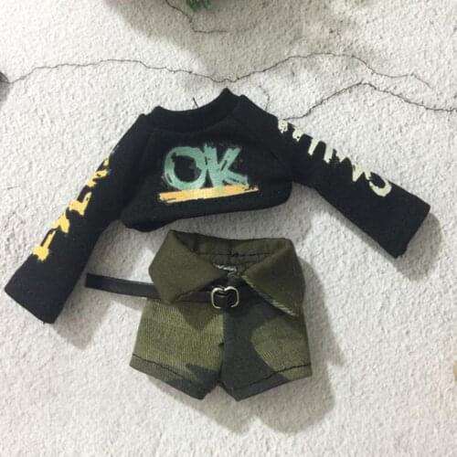 New Handmade Blyth Doll Clothes Cool Short Pant+Long Sleeve Sweater Barbies,ob24,azone,Blyth Pant Doll Clothing Accessories