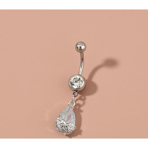 Wholesale Fashion Personality Water Drop Zircon Body Piercing Jewelry Woman All-Match Navel Nail Gift