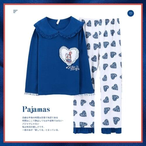 Cartoon Long Sleeve Pajamas Set Autumn Spring Women Loungewear Nightwear For Women Sleepwear Set Long Pant Youth Girls Homesuit