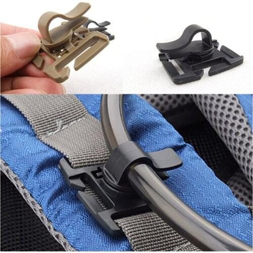 Rotatable Drink Tube Clip Gear Water Pipe Hose Clamp Backpack Molle Carabiner Tactical Buckle Outdoor Camping Hike Accessories