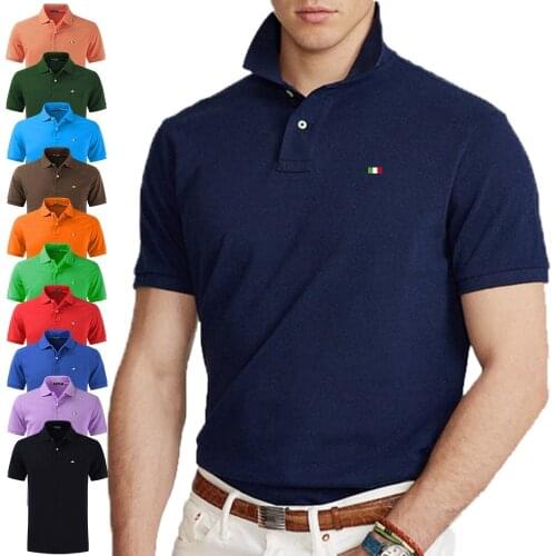 100% Cotton High Quality Summer Flag Embroidery Tops Tees Mens Polos Shirts Short Sleeve Casual Polos Shirts Male Fashion Polos