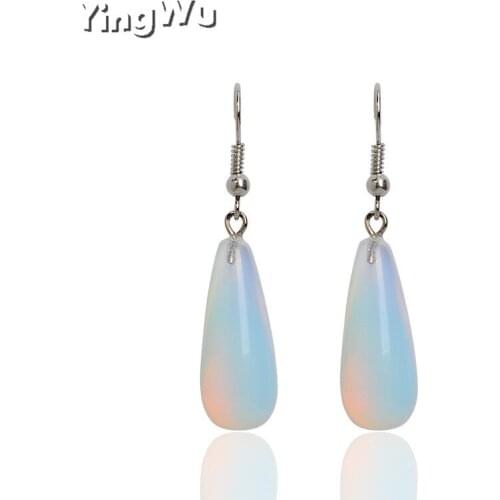 Yingwu 925 sterling silver White Opal stone stud Earrings Mirror earring for women 2019 New korea girl Ear Jewelry