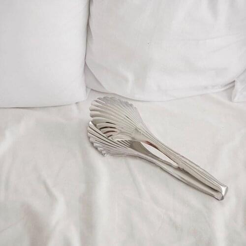 Stainless Steel Shell Shape Food Tong Service Tongs Versatile Food Tongs Bread Tongs Cooking Clamp Salad Bbq Tools Accessories