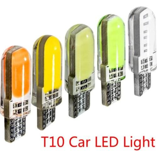 T10 W5W COB LED Car Wedge Parking Light Turn Side Bulbs Instrument Lamp Auto License Plate Light White Red Yellow Blue Pink