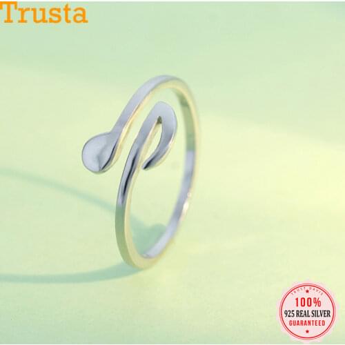 Trusta 2019 100% 925 Sterling Silver Ring Women Fashion Music Note Cocktail Open Size Rings 5 6 7 8 9 Gift For Girls Lady DS1514
