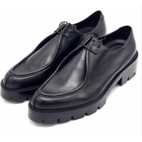 High top formal shoes for men handmade genuine leather black pointed toe business shoes lace up men shoes