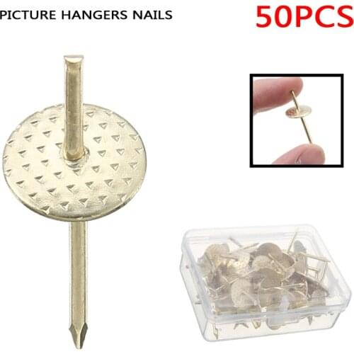 50 Pieces Golden One Step Hangers Plaster Picture Hanging Pins Quick Picture Hangers Picture Frame Hangers