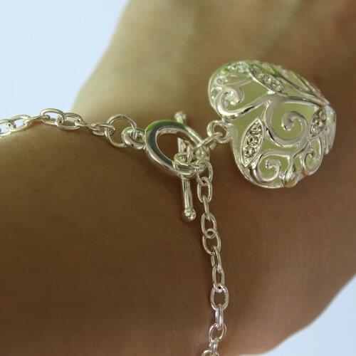 Japan and Korea Inlaid with Semiprecious Stones Hollow Heart Shape Bracelet Ocean Star Luminous Love Bracelet Jewelry For Woman