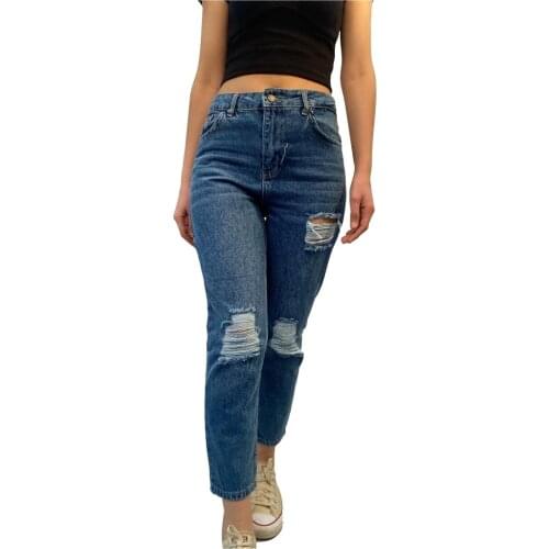 YIRTIKLI MOM JEAN PANTALON