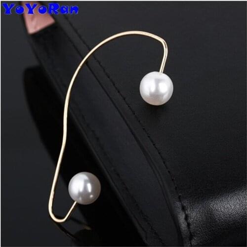 1 Piece Punk Rock wrap double pearl bead ear cuff clip earring woman Gothic bead clip earrings fashion jewelry