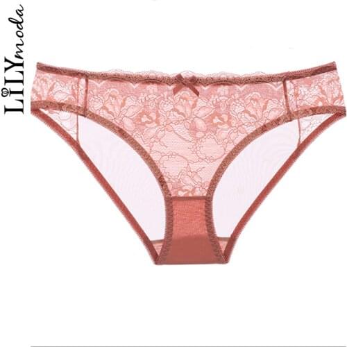 Ladies Woman Panties Sexy Lace Plus Size Panty Low- Sexy Lace Low Waist Breathable Female Panty Rise Cotton Briefs Intimates