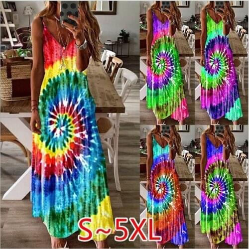 Women Summer Dress 2021 Robes Selling 7 Colors Vortex Sling Easy Printing Sling Dress Spot Vestido De Mujer CKN1132