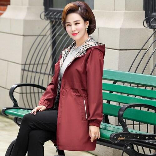 Slim fit casual lady coat solid color spring autumn fashion feminine clothes plus size comfortable joker trench coat for women