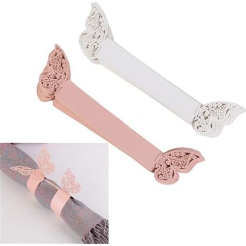 10pcs/50pcs White Pink Color Butterfly Napkin Ring Serviette Holder Wedding Party Banquet Dinner Decor
