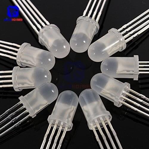 10PCS/Lot 4 Pin RGB LED Diode Lights Red/Green/Blue Diffused Round Common Cathode Lighting Bulb Electronics Components