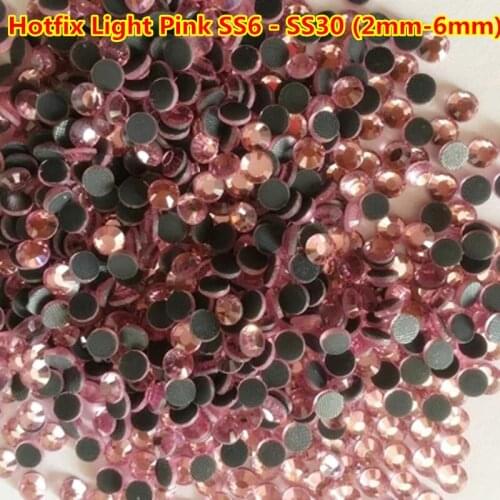 1440pcs ss6 ss10 ss16 ss20 Light Pink/ Rose Pink DMC Hotifx Pink Rhinestones Nail Strass 3mm 4mm 6mm Nail Art Rhinestones 2mm