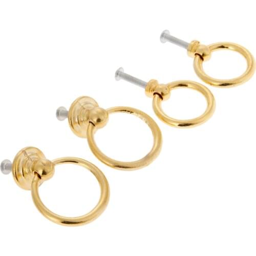 2pcs Golden Ring Knobs Vintage Handle Decor Zinc Alloy Pull w/screws 22*41mm 10*36mm Cabinet Furniture Kitchen Drawer Minimalism