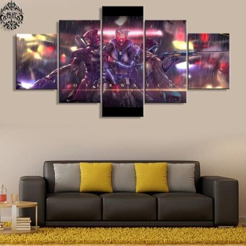 5 Panel Game Poster Overwatch soldier 76 Wall Art Painting Canvas Printed Modern Home Decor For Living Room Artwork Cuadros