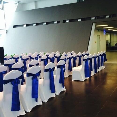50pcs/Lot Stretch Wedding Chair Cover Satin Fabric Bow Tie Ribbon Band Wedding Party Birthday Decorations Wholesale Dropshipping