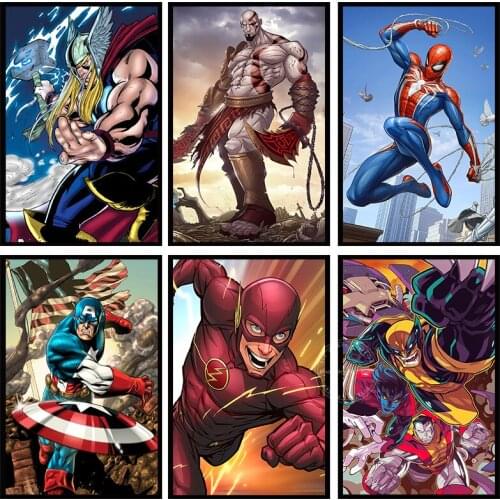 5D DIY Diamond Painting Marvel Movie Poster Super Hero Iron Man Captain America Spiderman Cross Stitch Kits Decoration Gift