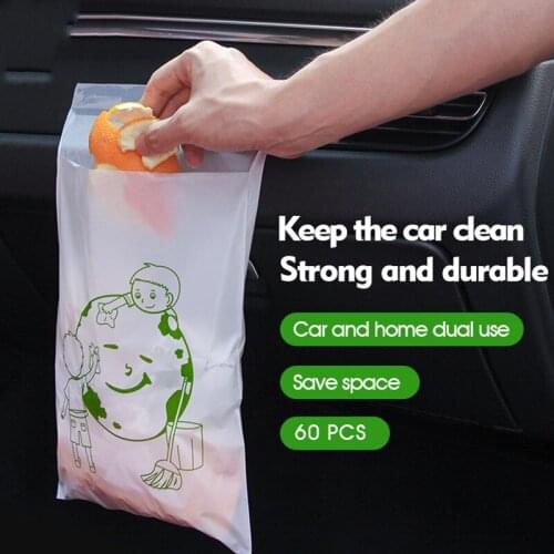 60PCS Car Garbage Bag Disposable Trash Bags Sticking Type Auto Storage Bag For Car Home Office Kitchen Accessories
