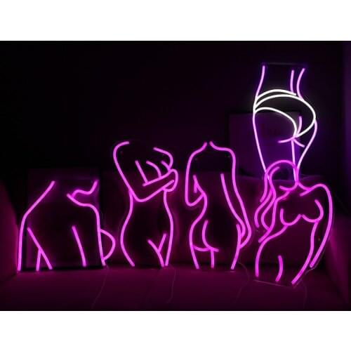 Acrylic Lady LED Neon Sign Lights Wall Hanging Bar Decor Artwork Night Light Neon Bulbs Lamp Bedroom Decoration Lighting