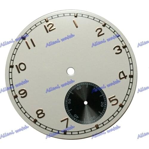 38.9mm Watch accessories White Dial gold markers fit for asian hand winding 6498 movement sub second dial at 6 o'clock