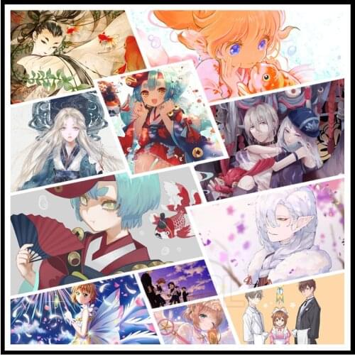 5D Diamond Painting Anime Japanese Super Popular Classic Anime Girl with Magical Magic Scepter Beauty In Kimono Bedroom Drawing