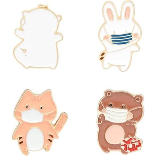 Bunny Panda Enamel Badges Brooches Lapel Pins For Backpack Womens Cute Anime Badges Pins Metal Decorative Brooches For Clothes