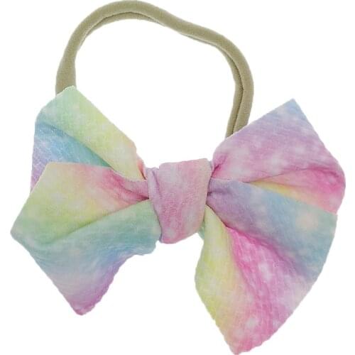 Baby Girl Bow Nylon Elastic Print Headbands Photography Accessories 0~8 Years Kids Head Wrap Drop Shipping Bandeau