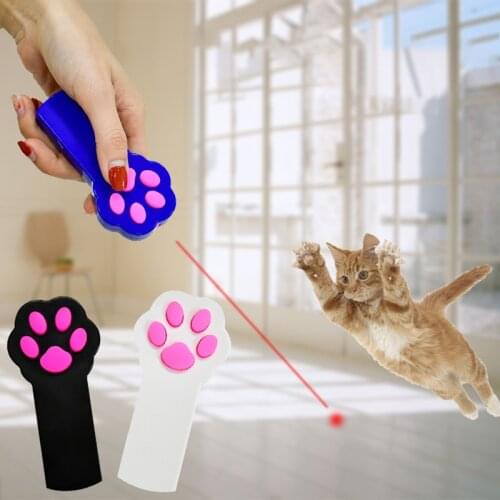 Creative Cartoons Funny Pet LED Light Cat Laser Toy Cats Laser Pointer Pen Cute Kitten Paw Shape Interactive Training Tool D5103