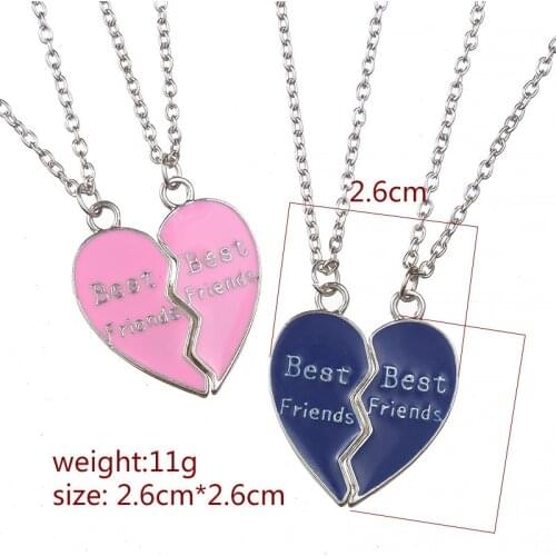 Fashion Best Friends Honey Love Couple Pendant Necklace 2 Pcs/ Set Pink Blue Broken Heart Good Friends Friendship Jewelry Gift