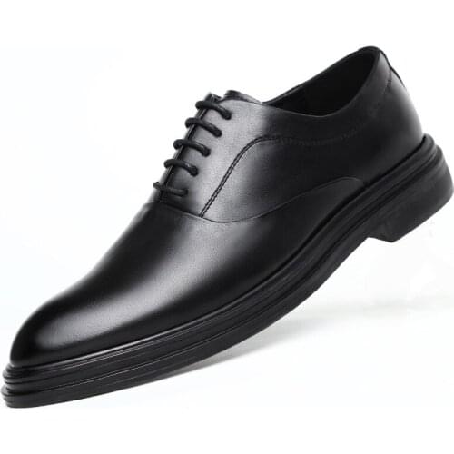 Men Leather Dress Shoes Formal Elegant Classic Business Wedding Social Male Fashion Flat Oxfords Footwear Party Lace Up