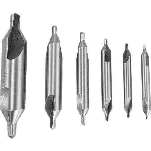 6Pcs Center Drill HSS Center Dril High Quality HSS Center Drill Bits Set Combined Countersinks Kit 60 Degree 5/3/2.5/2/1.5/1mm