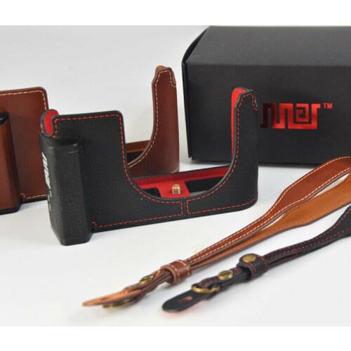 Genuine Leather Camera Half Case Metal Grip Camera Body Cover Plate For Leica Q2