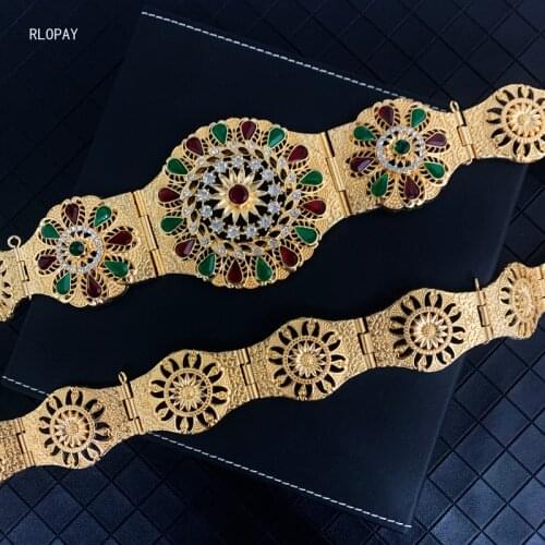 New Trendy Gold Color Morocco Caftan Belts Arabic Wedding Dress Jewelry Sahara Robe Chain Belts Women Body Jewelery