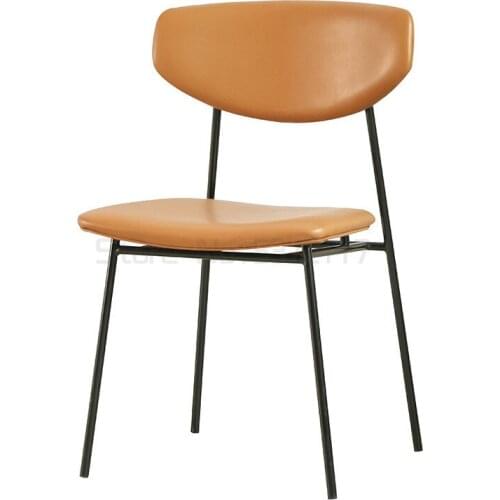 Dining chair modern simple leather stool back net red desk makeup iron art light luxury dining table and chair