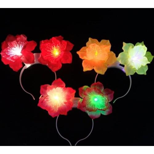 10pcs Women Girl LED Luminous Hair Hoop Simulation Flower Curling Blue Fiber Hair Decoration Concert Christmas Halloween