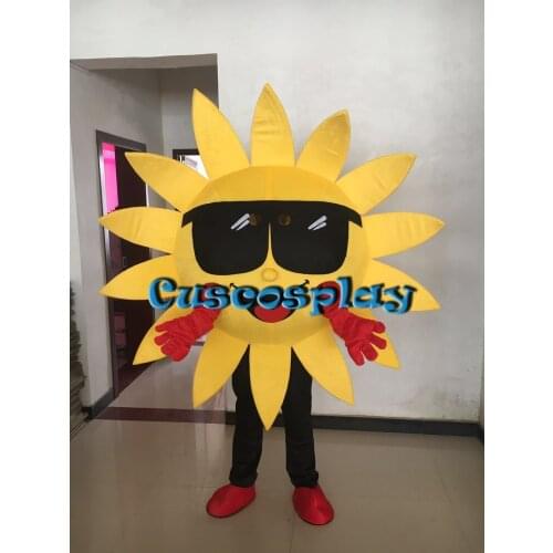 Sunflower Sun Flower Mascot Costume Adult Cartoon Character for performance or halloween christmas party dress outfit